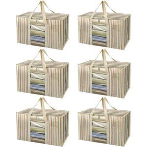 6-Pack Oversized Moving Bags with Reinforced Handles, Heavy-Duty Storage Tote
